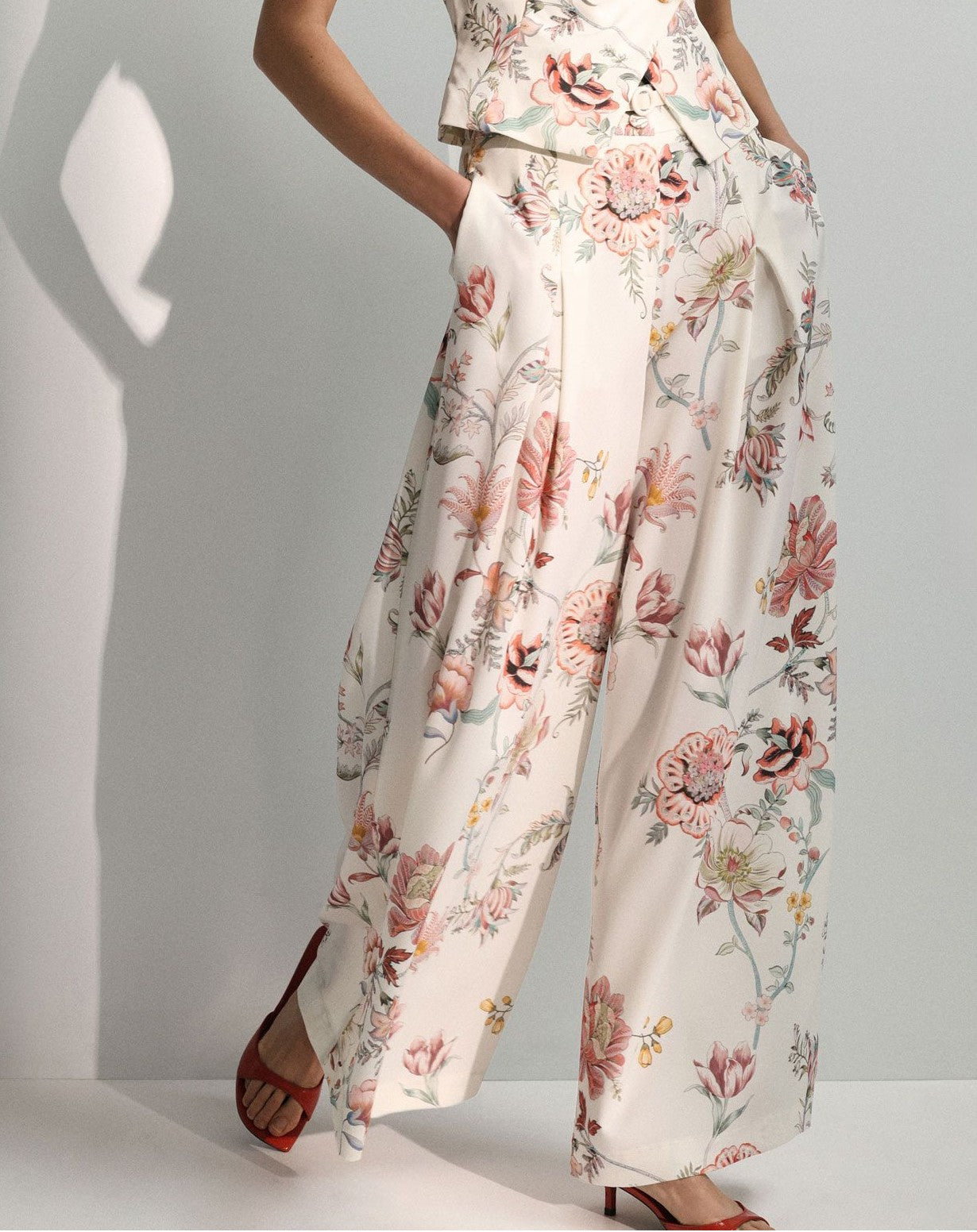 Imperial Pantalone Flluido Fantasia Panna/Arancio