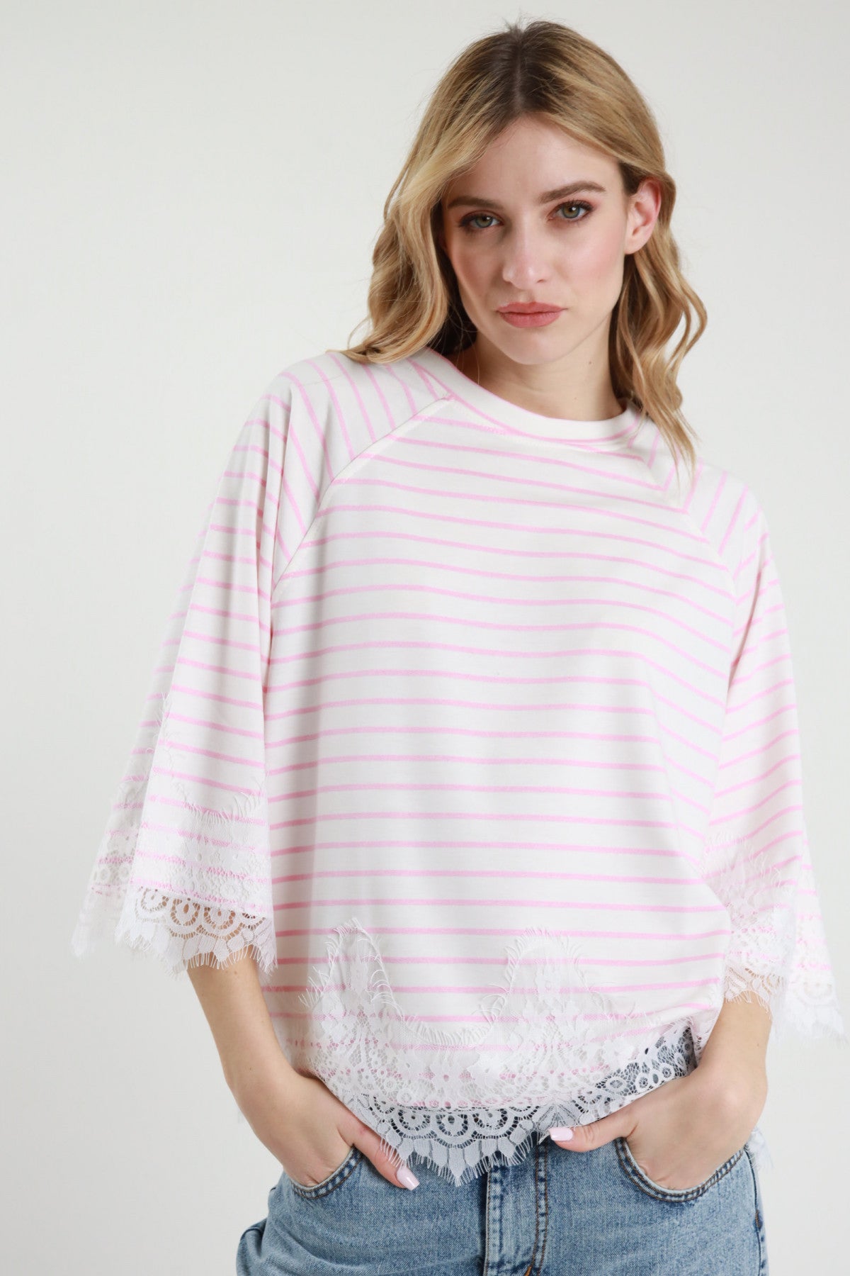 SUSY MIX Susy Mix T-shirt Righe Rosa Rosa