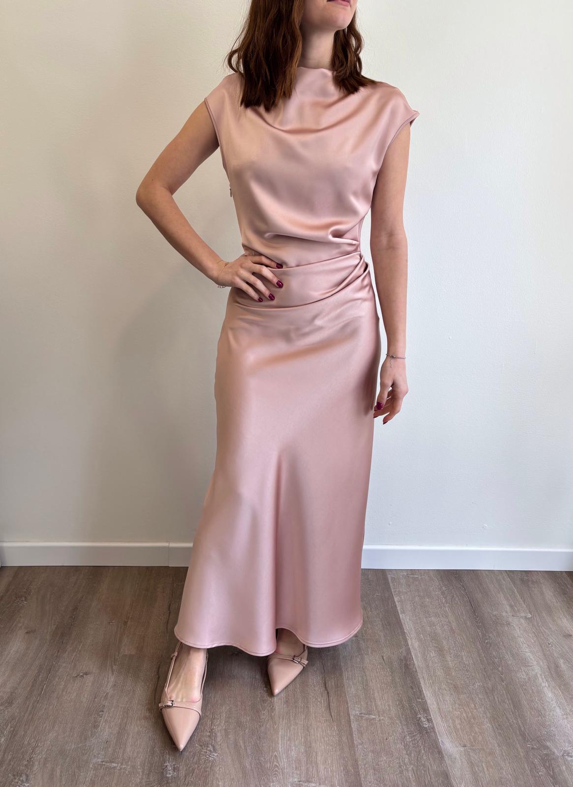 Imperial Abito Midi c/Drappeggio Cipria - Dolcevita Store Montesilvano