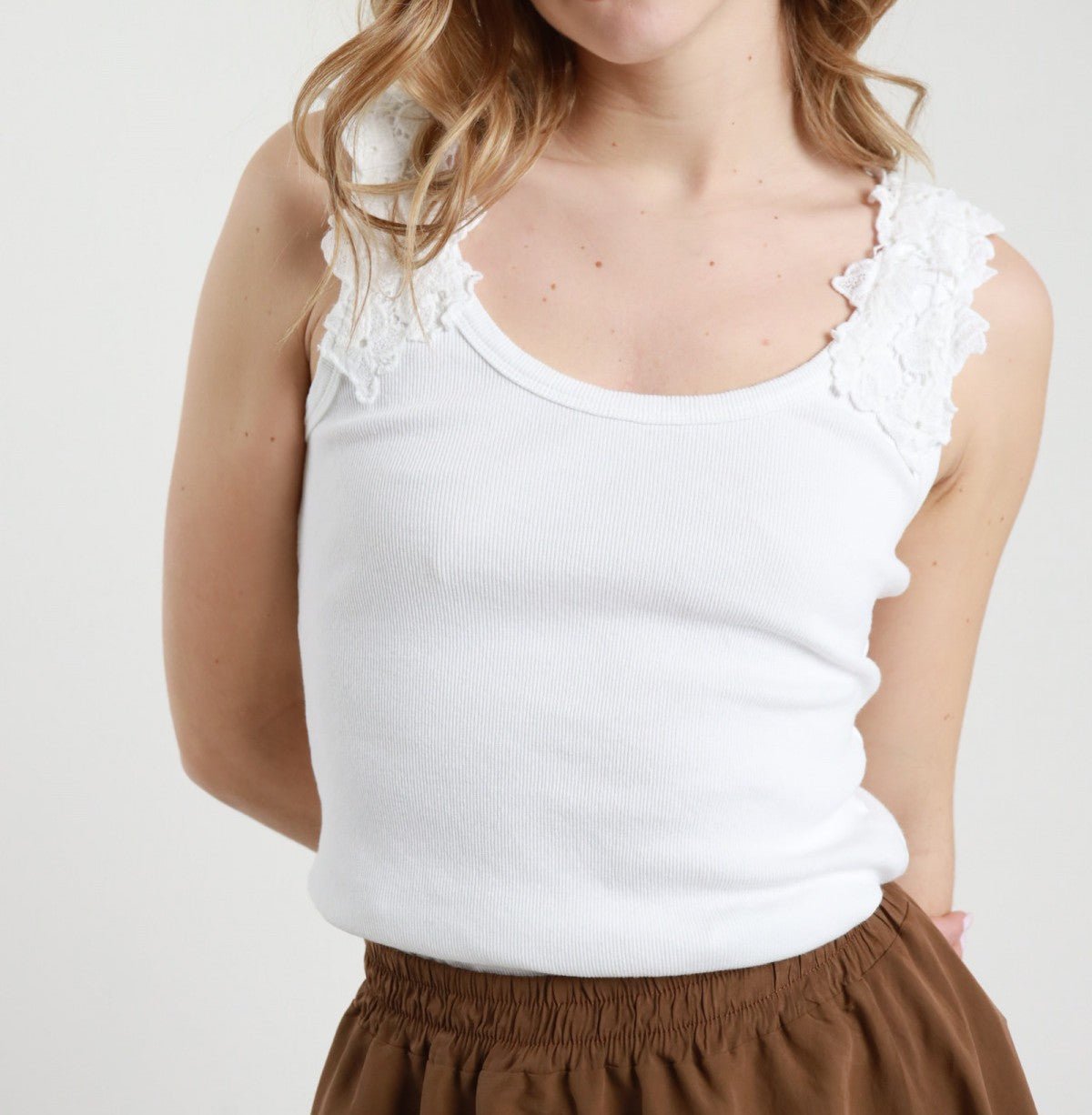 Susy Mix Canotta Passamaneria Bianco - Dolcevita Store Montesilvano