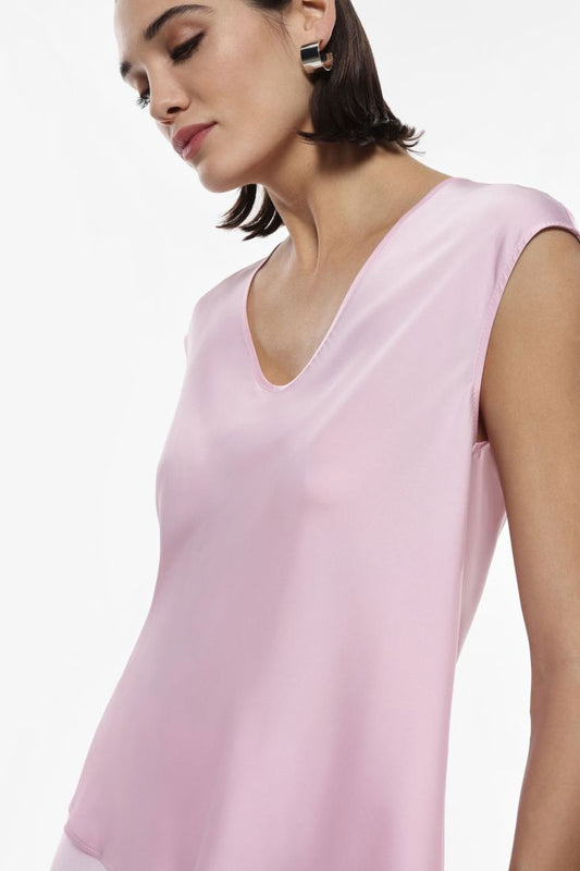 Imperial Top fluido Smanicato Sollo V Rosa Confetto