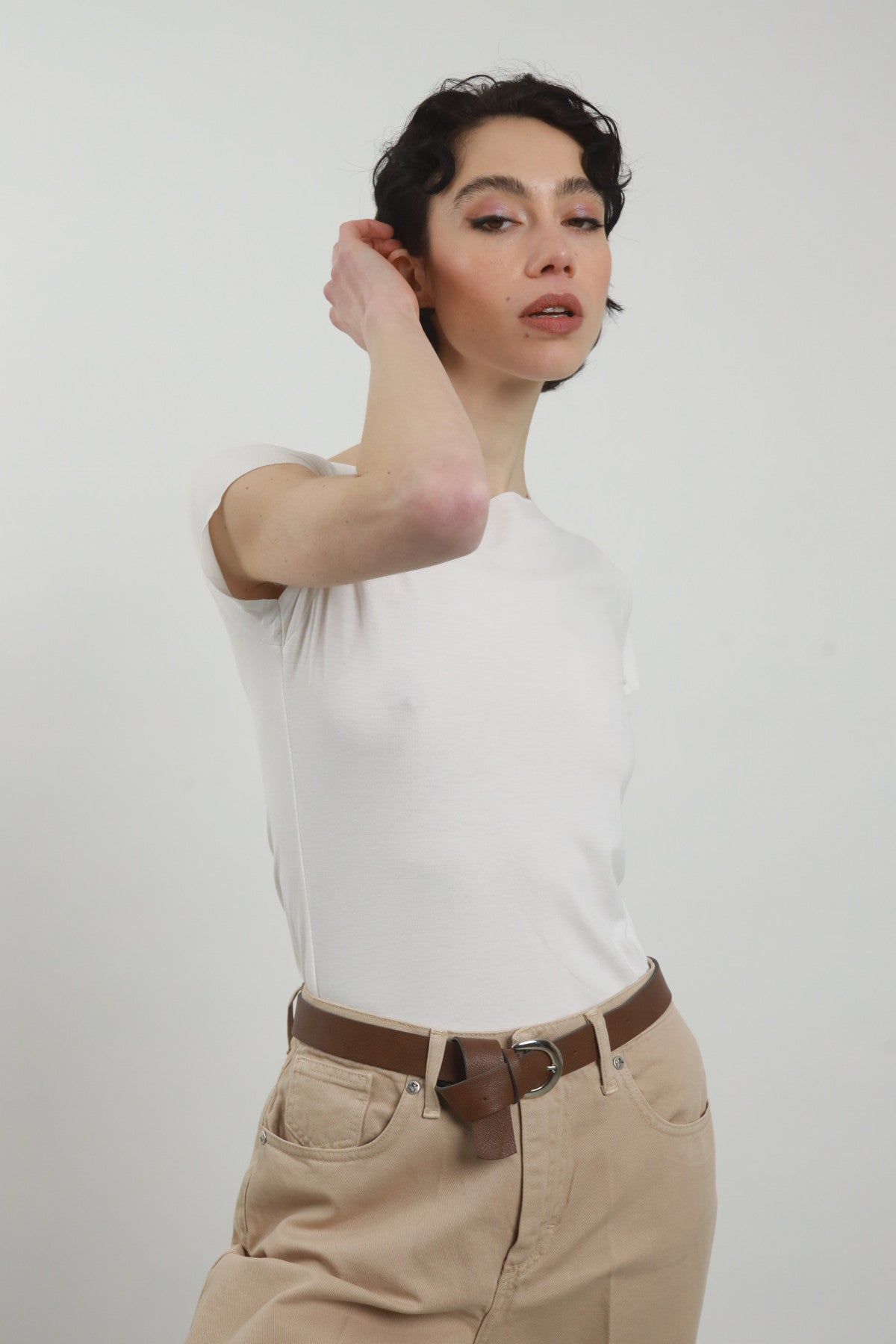 SUSY MIX Susymix T-shirt Scollo Barchetta Latte Latte