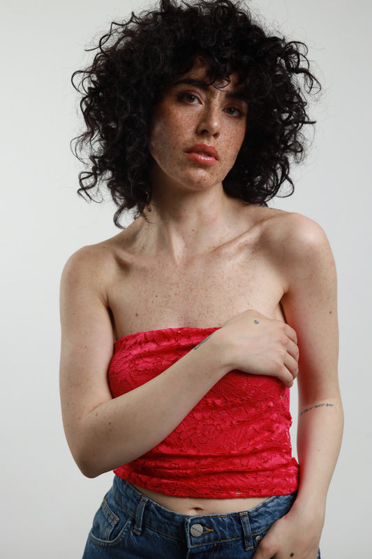 SUSY MIX Susy Mix Top Fascia Pizzo Fucsia