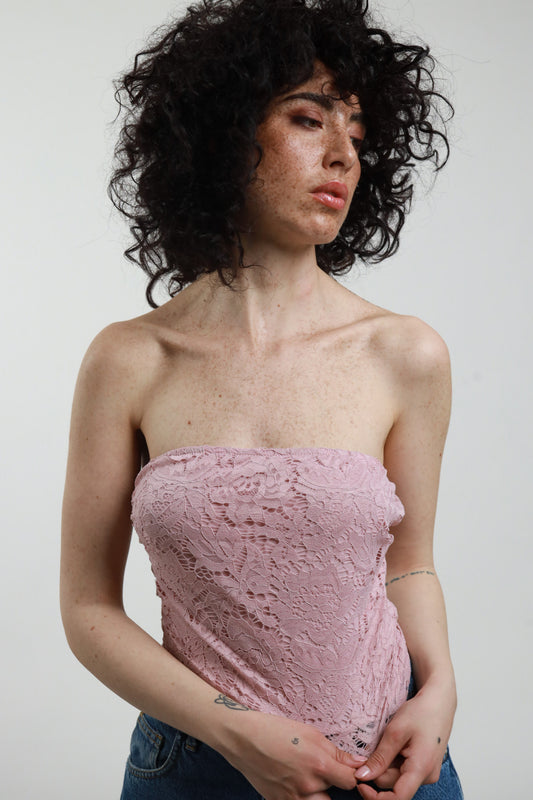 SUSY MIX Susy Mix Top Fascia Pizzo Rosa