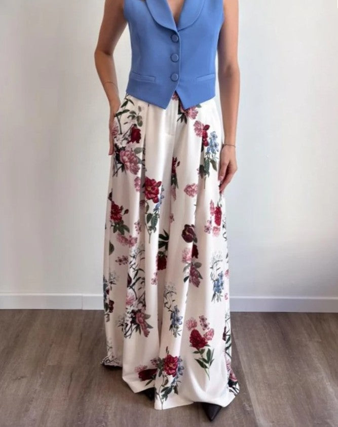 Imperial Pantalone Fludo Fantasia Panna/Bordeaux