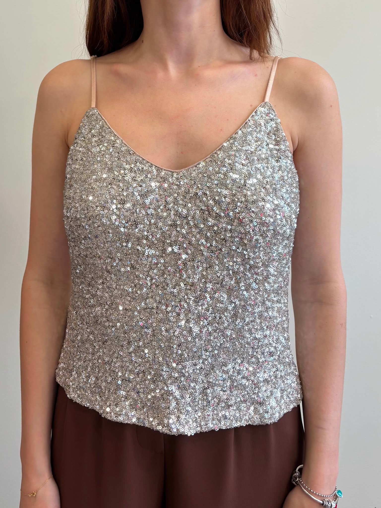 IMPERIAL Imperial Top Paillettes Beige Beige