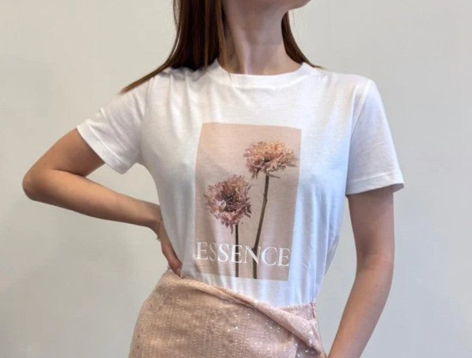 Imperial T-Shirt Girocollo Stampa Botanica Bianco