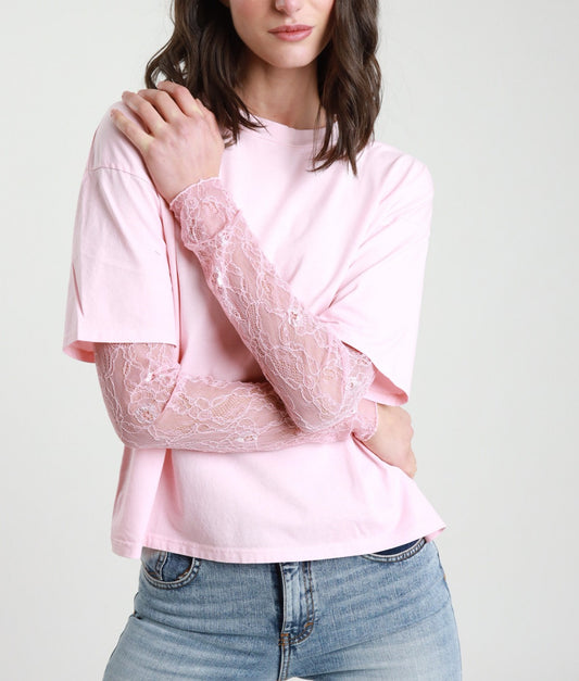 Susy Mix Maglia c/Pizzo Rosa