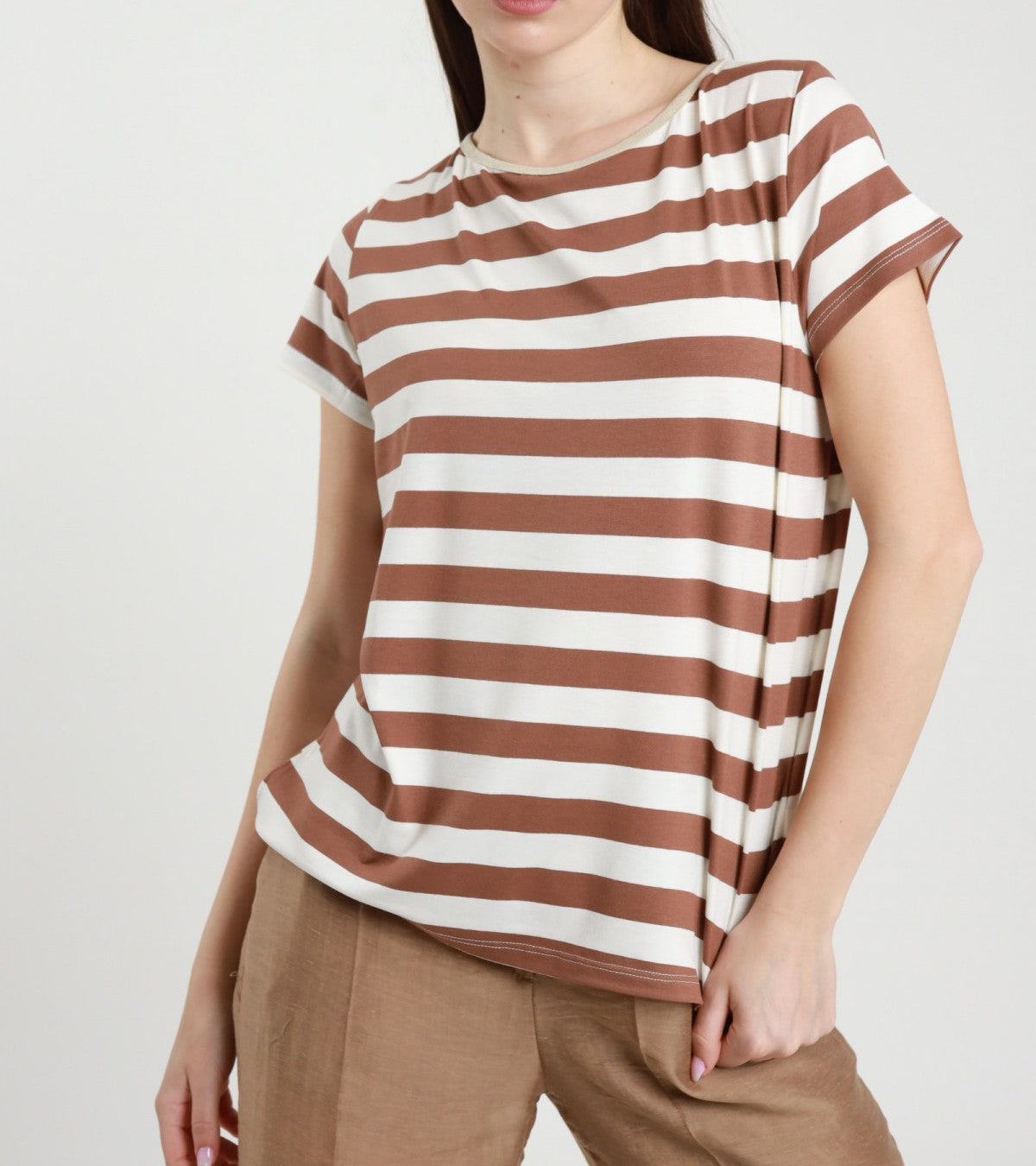 SUSY MIX Susy Mix T-shirt Righe Tabacco Tabacco