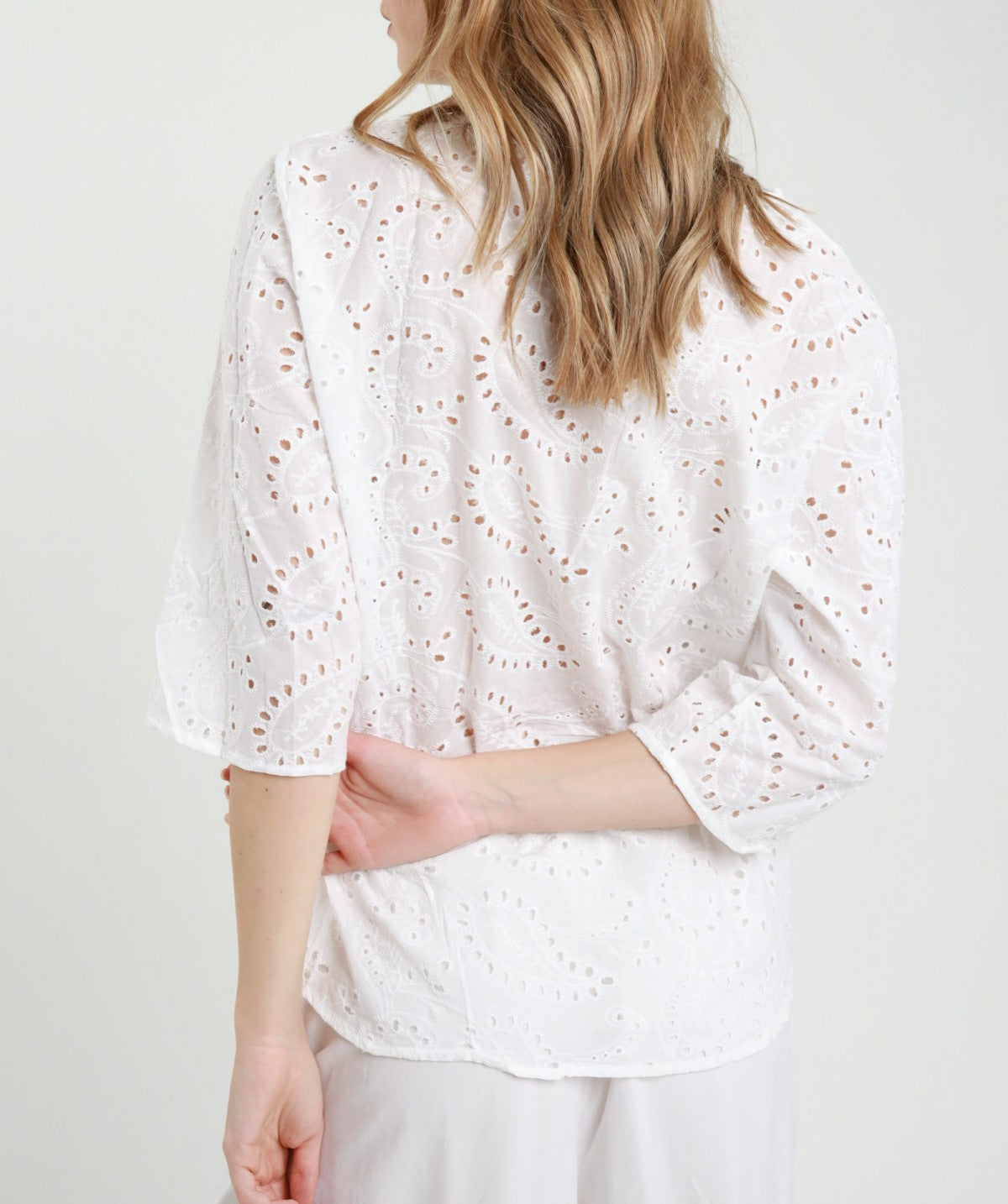 SUSY MIX Camicia Casacca Serafino Sangallo Bianco Bianco