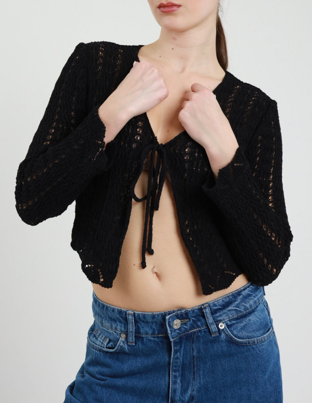 SUSY MIX Susy Mix Cardigan Corto Traforato Nero Nero