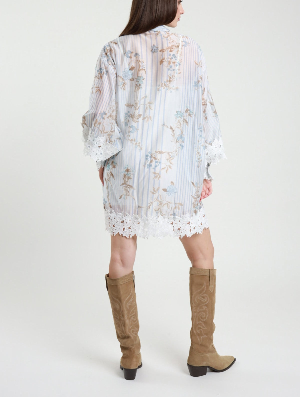 SUSY MIX Susy Mix Abito Corto Fantasia + Pizzo Celeste Celeste