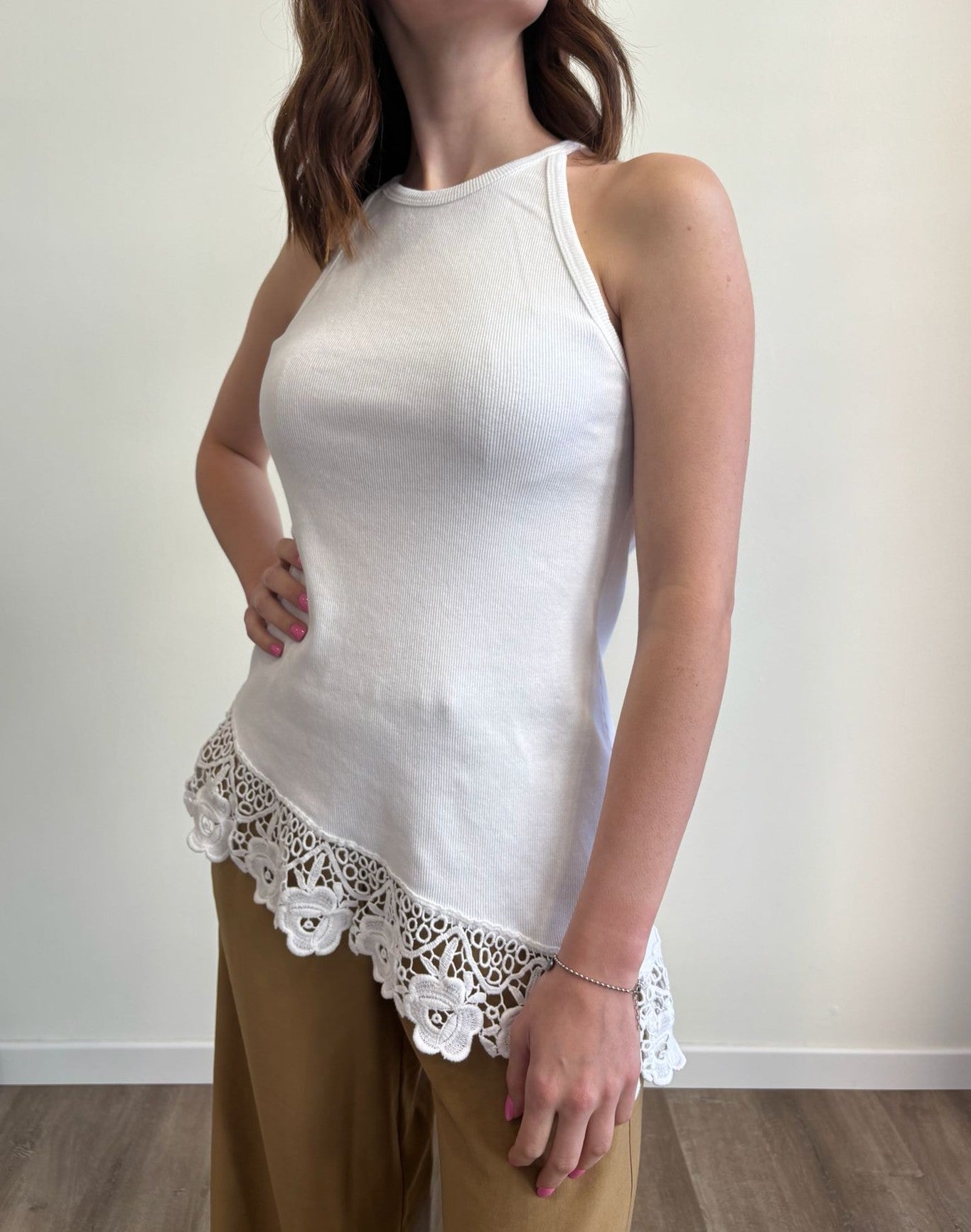SUSY MIX Susy Mix Canotta c/Pizzo Bianco Bianco