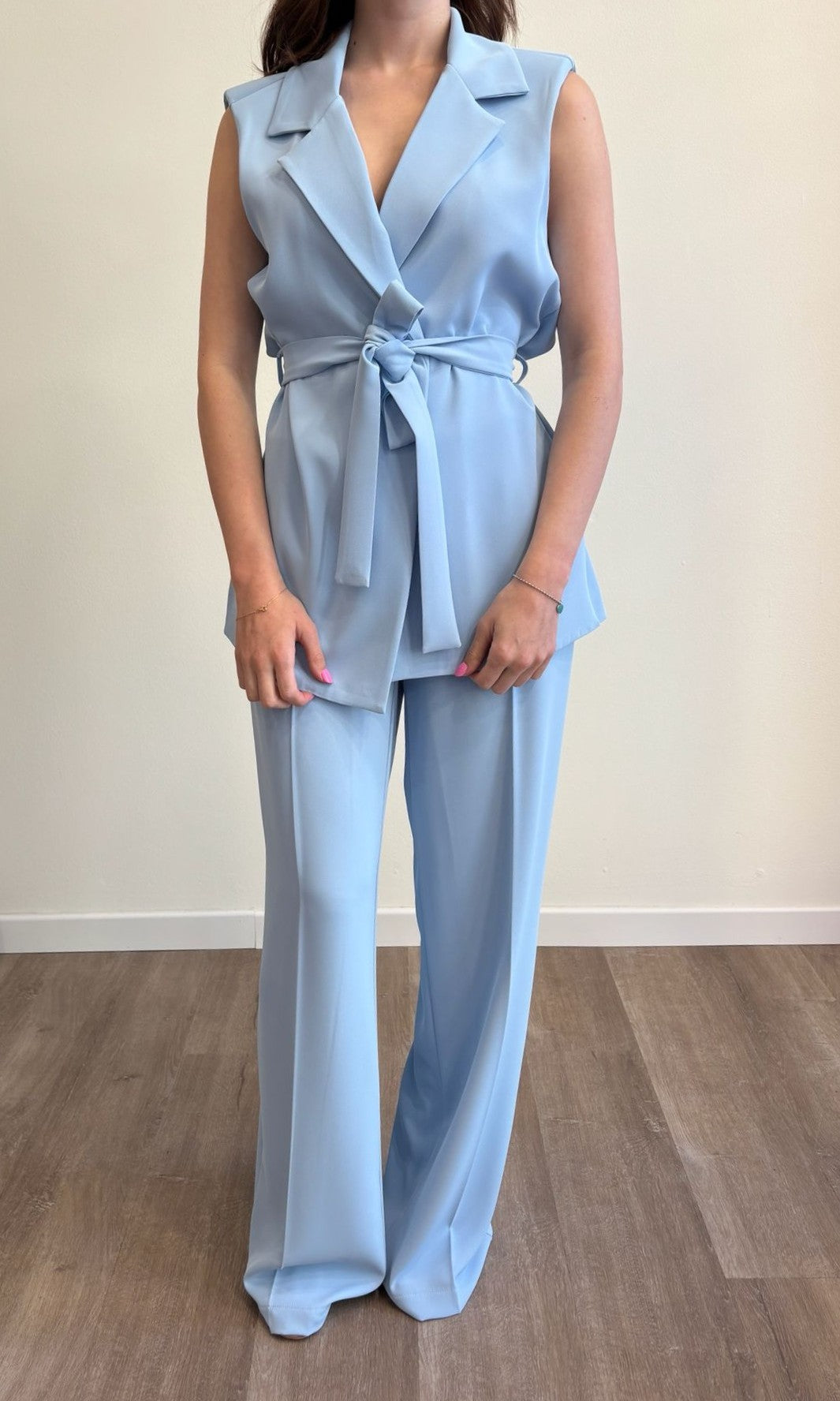Susy Mix Completo Gilet+ Pantalone Celeste