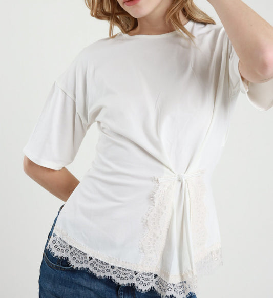 SUSY MIX Susy MixT-Shirt Inserto Pizzo Panna Panna