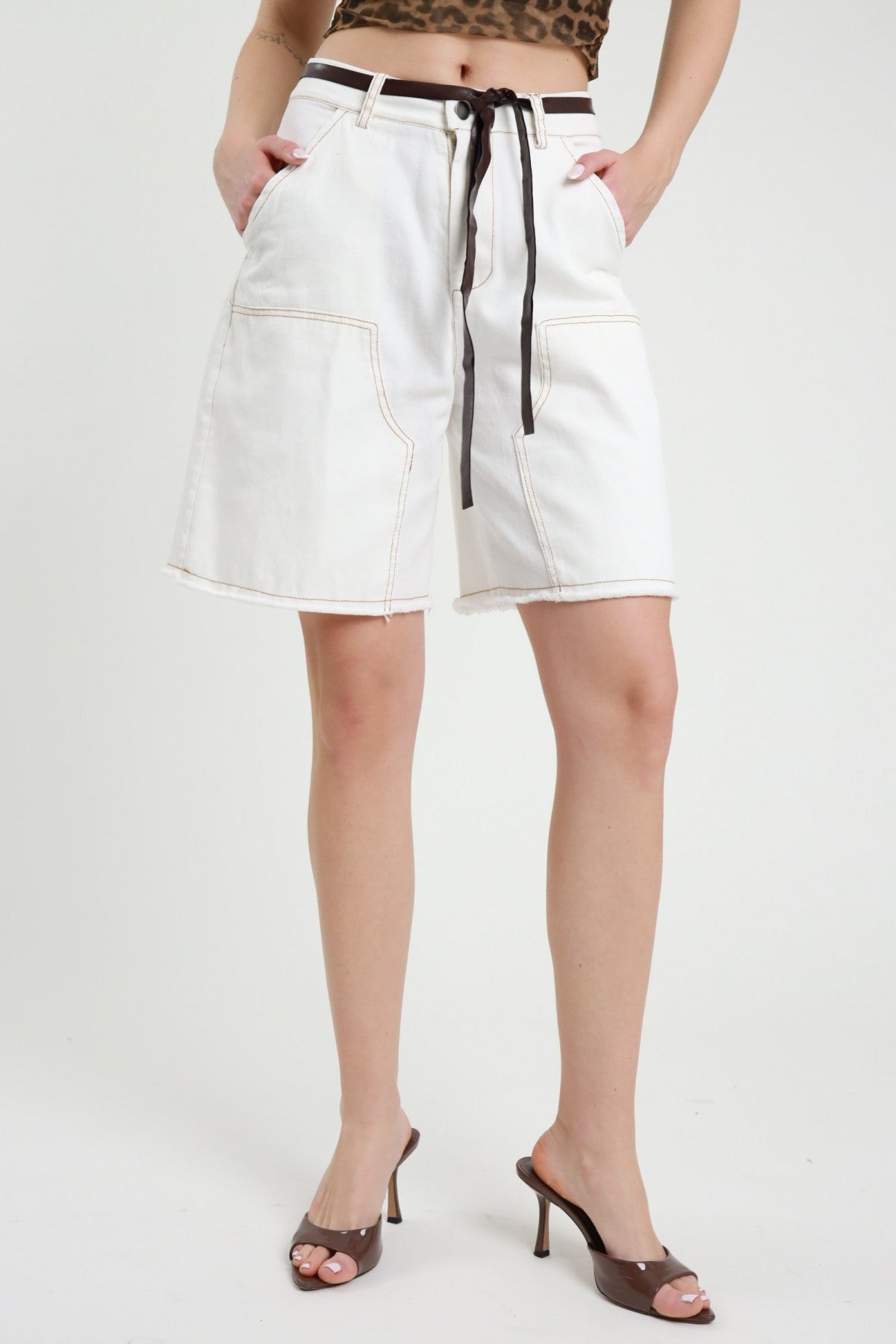 Susy Mix Bermuda Bull Denim Bianco