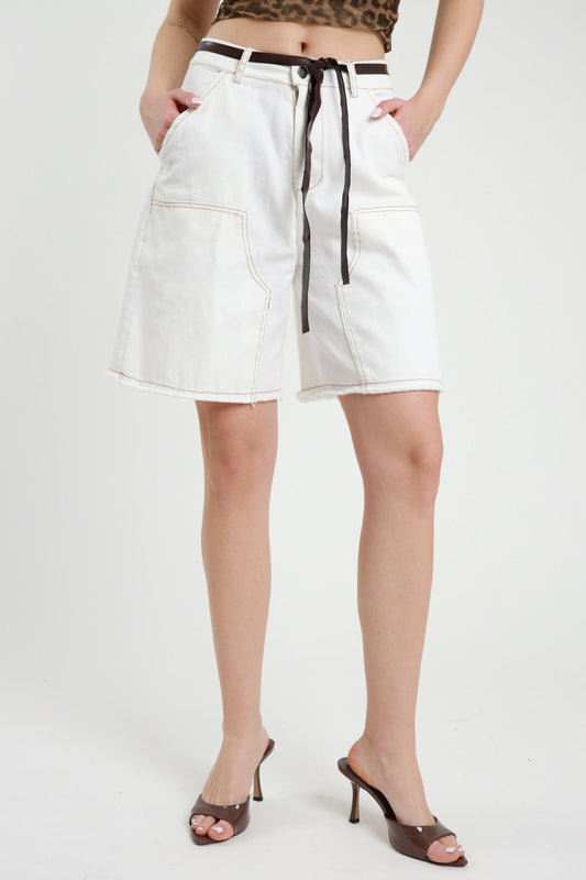 Susy Mix Bermuda Bull Denim Bianco