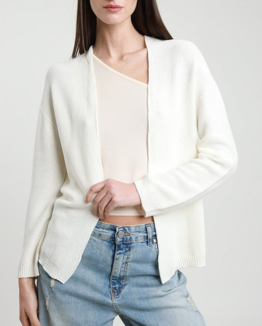 Susy Mix Cardigan Aperto Ecru