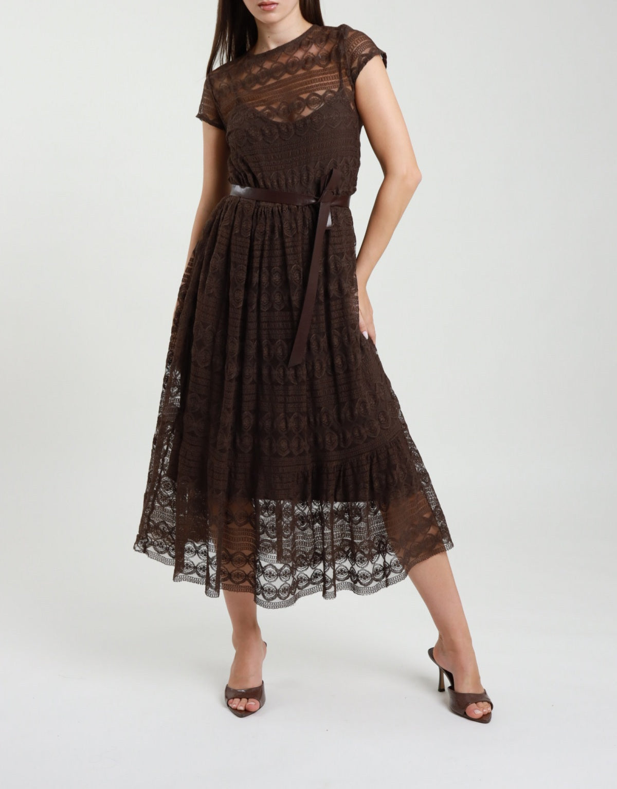 SUSY MIX Susy Mix Abito Pizzo Midi Moro Moro