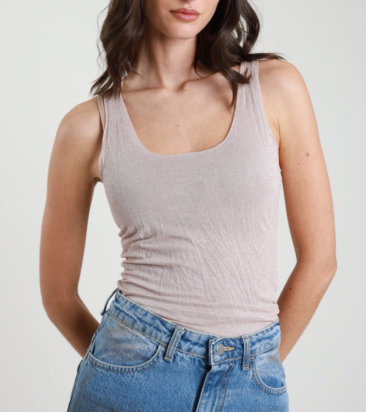 SUSY MIX Susy Mix Canotta Lurex Rosa Cipria Rosa cipria