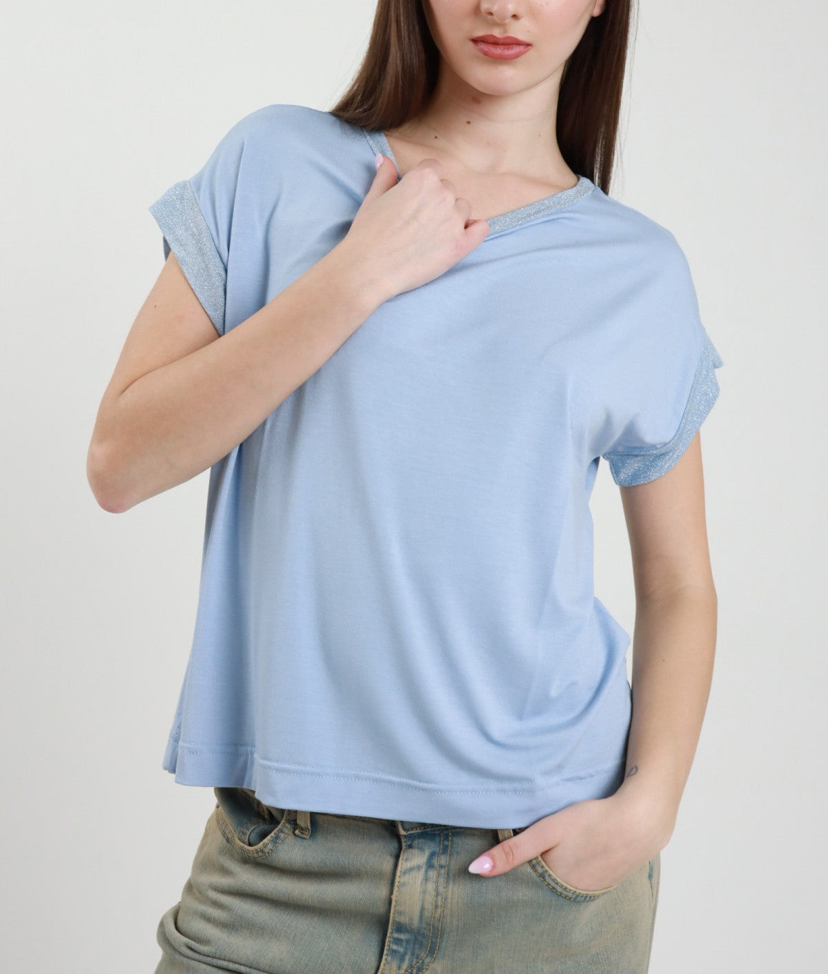 SUSY MIX Susy Mix T-shirt Lurex Cielo Cielo