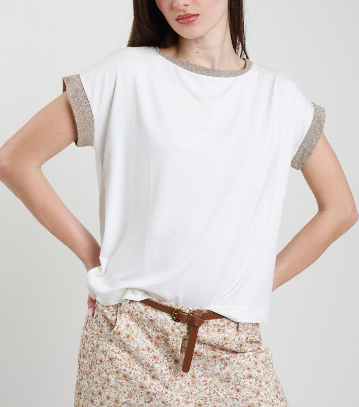 SUSY MIX Susy Mix T-shirt Lurex Latte Latte