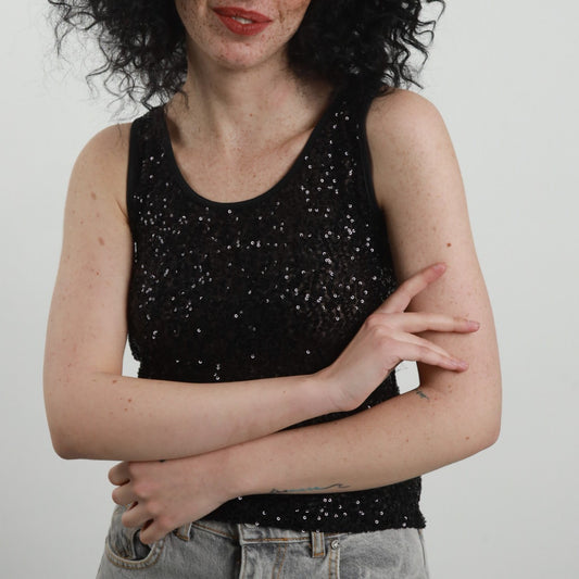 SUSY MIX Susy Mix Canotta Pailletes Nero Nero