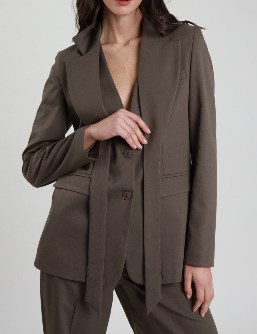 Susy Mix Blazer Rever Lacci Verde Militare