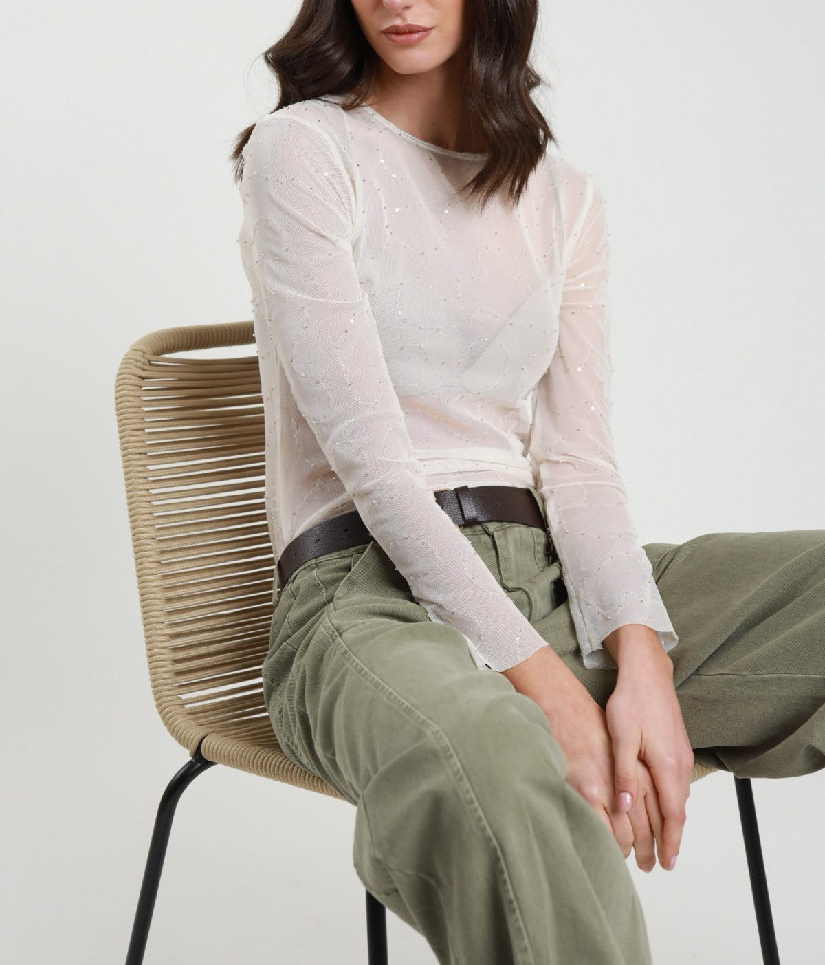 Susy Mix Maglia Tulle Latte