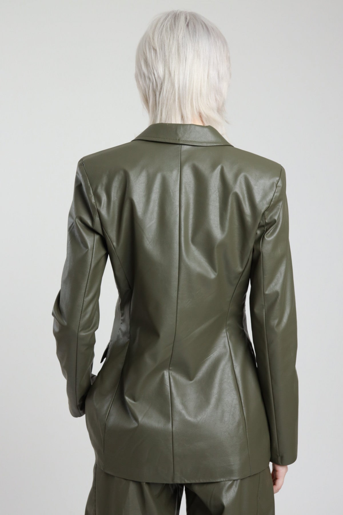 Susy Mix Giacca Ecopelle Sfiancato Verde Militare