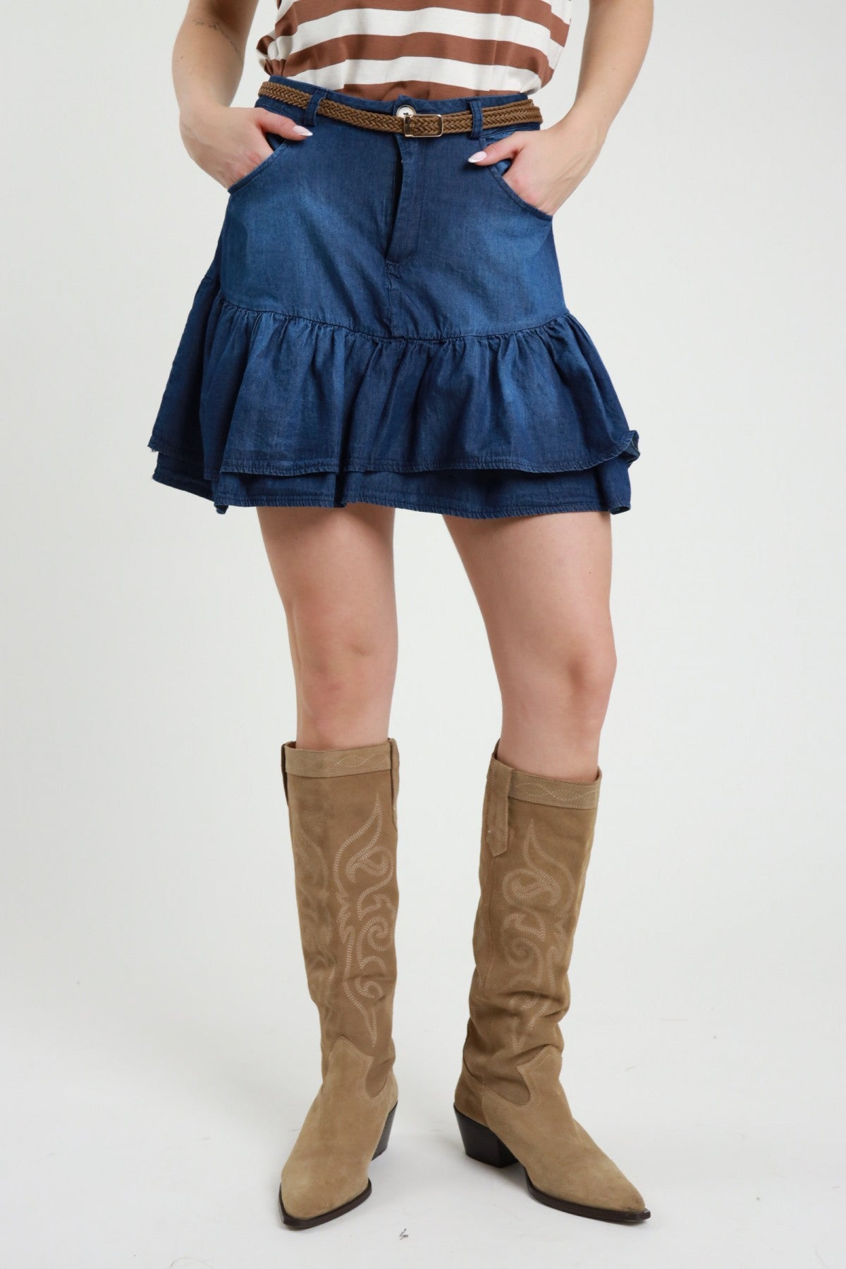 Susy Mix Minigonna Chambray Blu