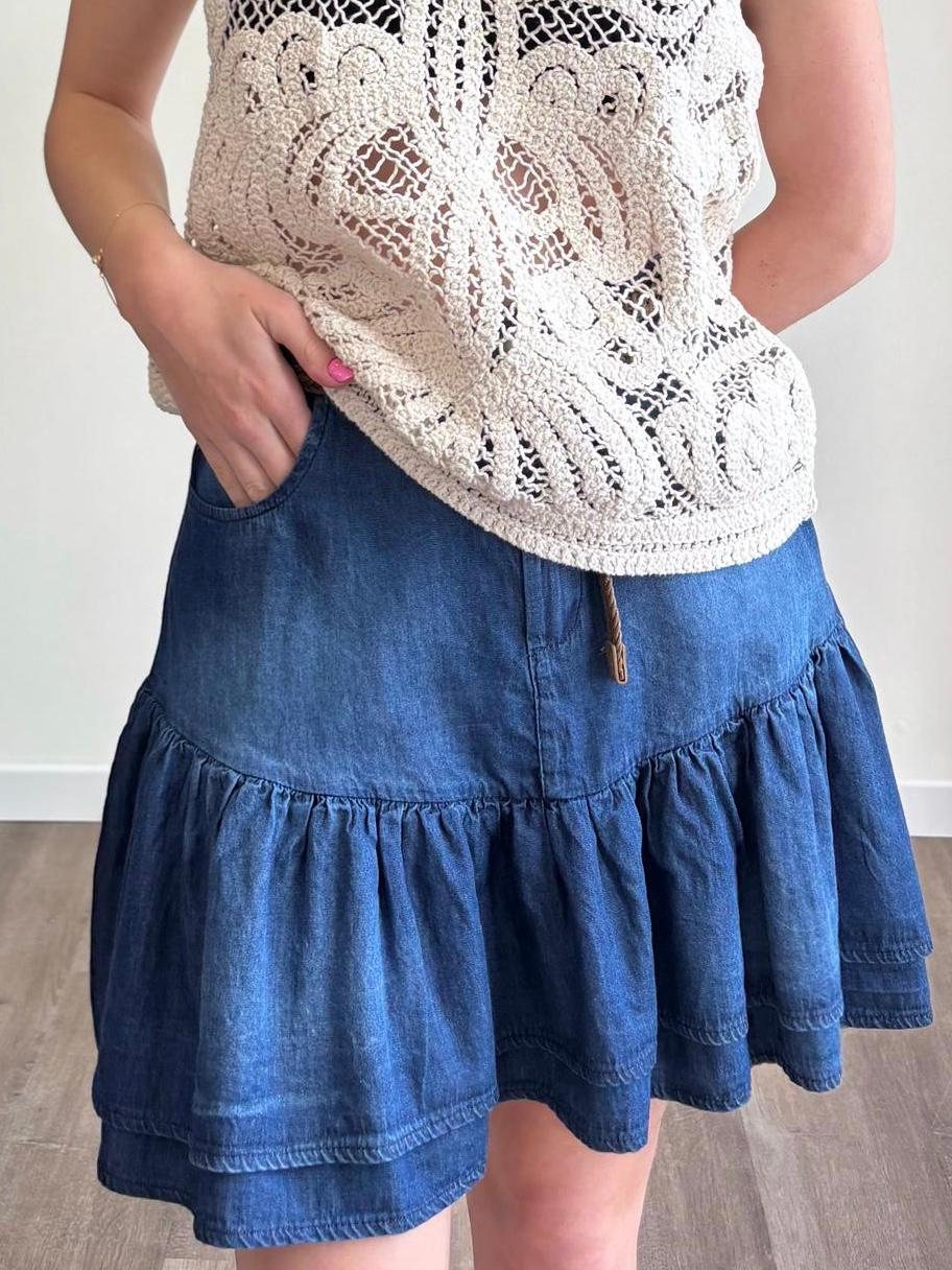 Susy Mix Minigonna Chambray Blu
