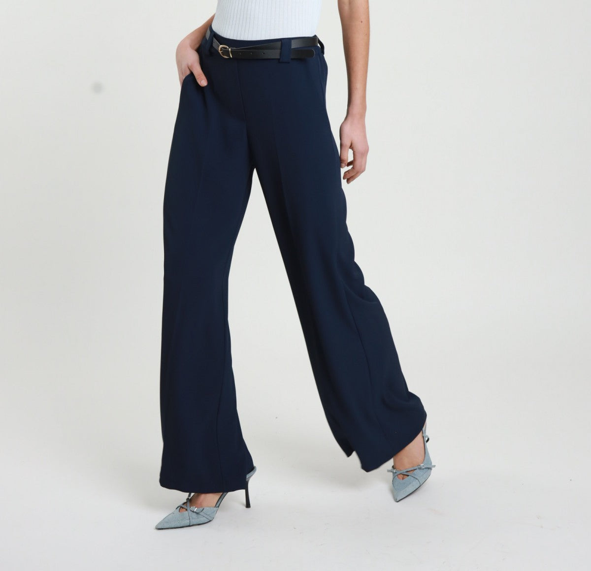 SUSY MIX Susy Mix Pantalone Fluido Palazzo +Cinta Blu Blu