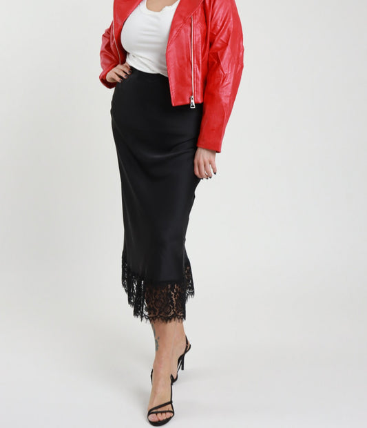 Susy Star Gonna Midi con Pizzo Nero