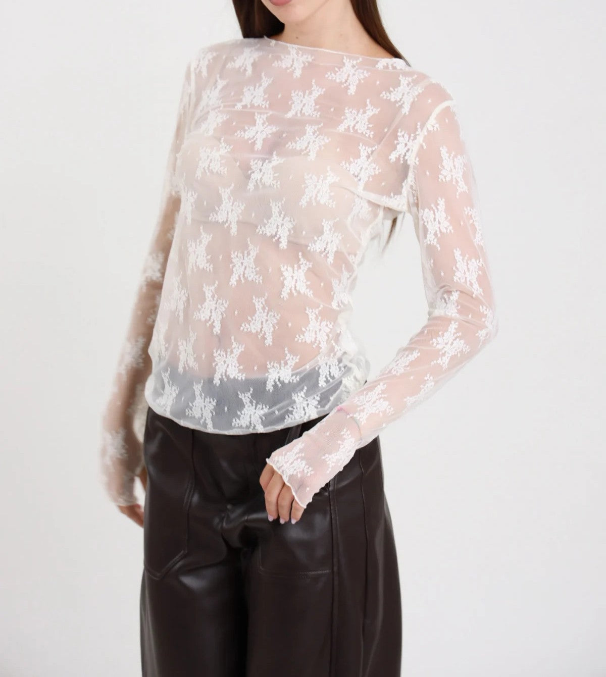 SUSY MIX Susy Mix Maglia Pizzo Panna Latte
