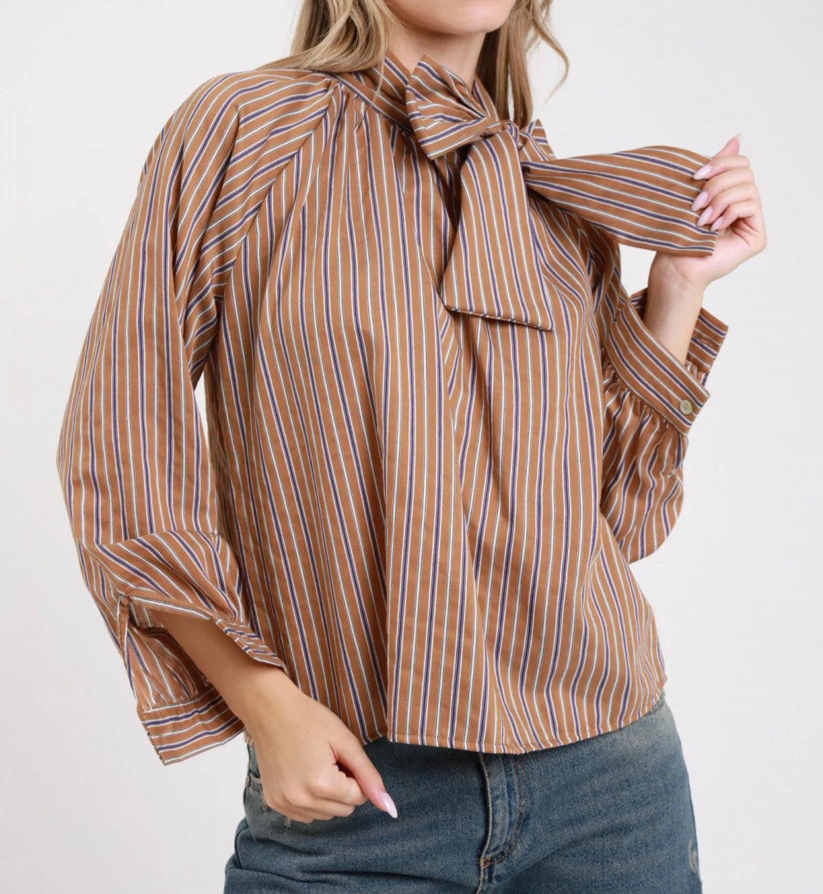SUSY MIX Susy Mix Camicia Rigo c/Fiocco Tabacco Tabacco