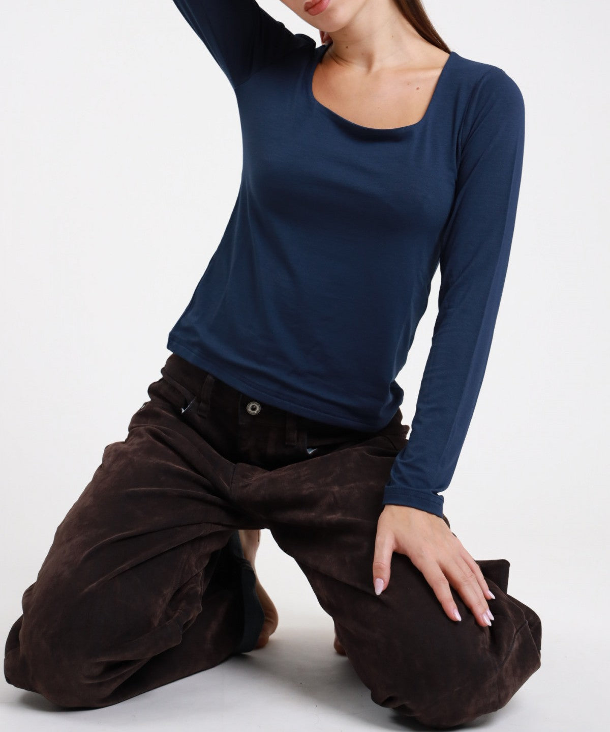 SUSY MIX Susy Mix Maglia Scollo Quadro Blu Blu