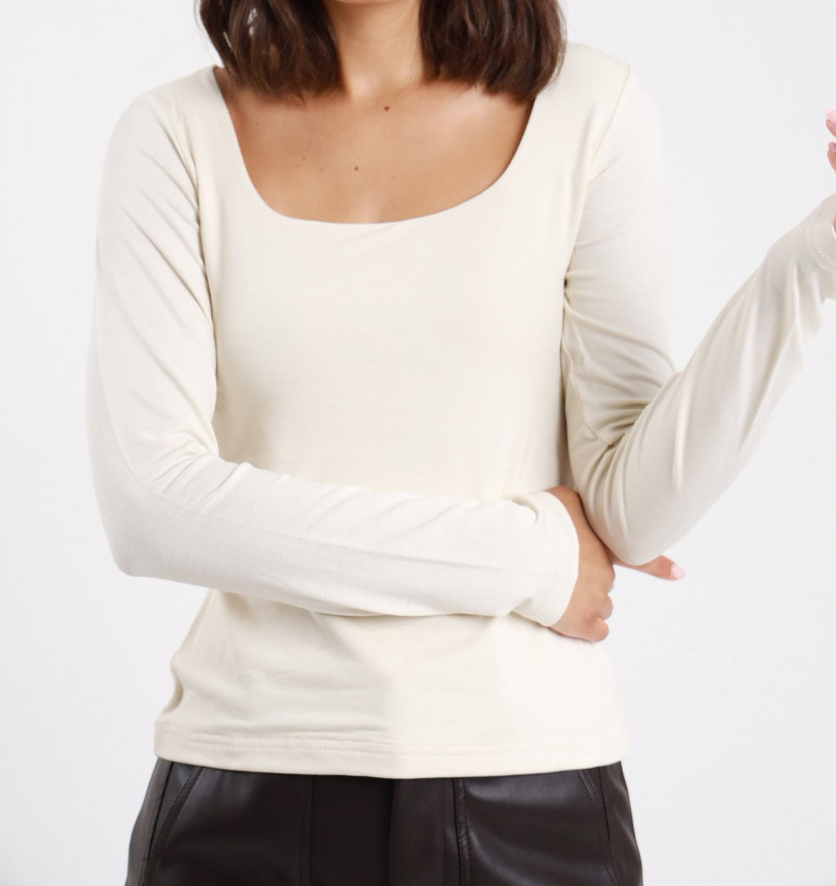 SUSY MIX Susy Mix Maglia Scollo Quadro Crema Crema
