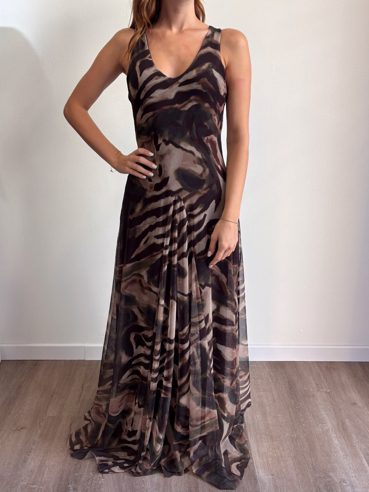 SUSY MIX Susy Mix Abito Lungo Tulle Militare Militare