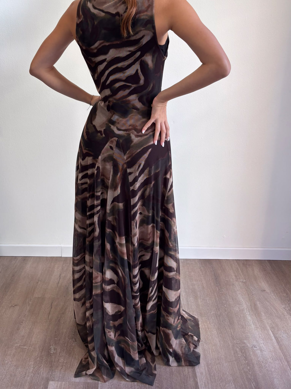 SUSY MIX Susy Mix Abito Lungo Tulle Militare Militare