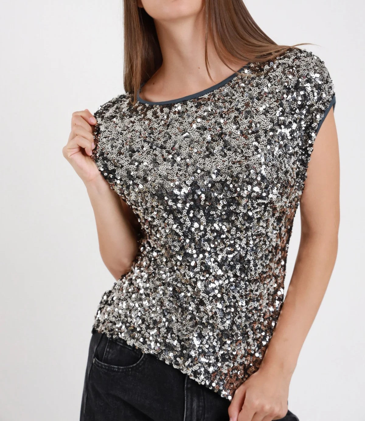 SUSY MIX Susy Mix Maglia Paillettes Piombo Piombo
