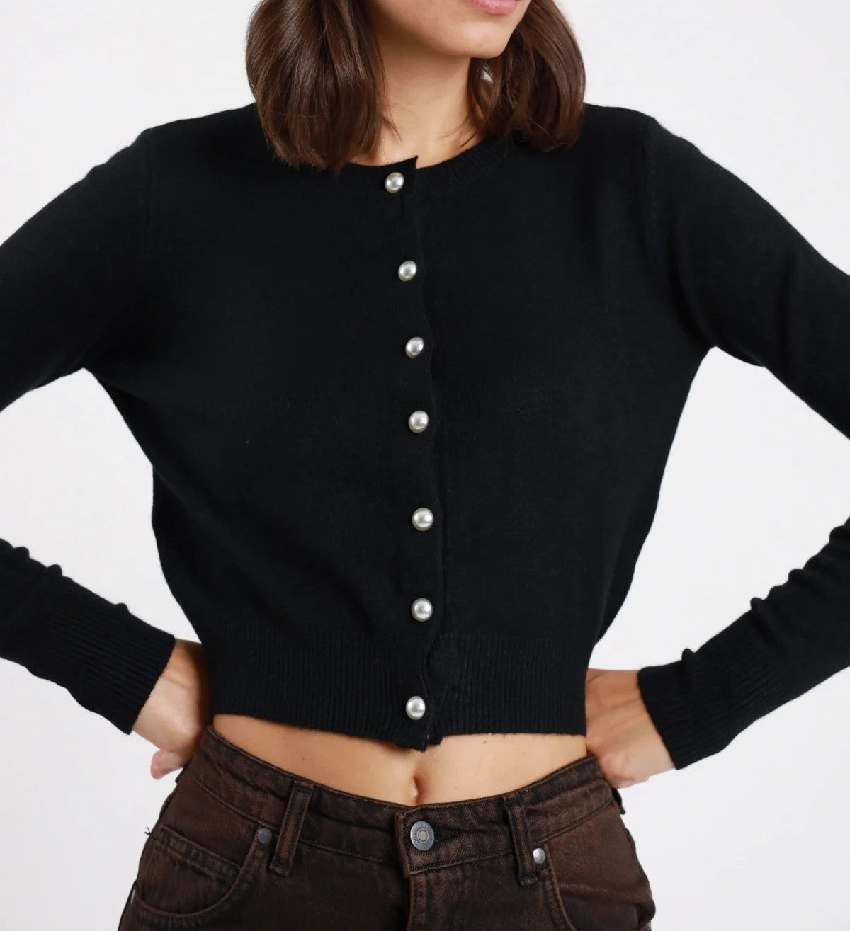 SUSY MIX Susy Mix Coreana Bottoni Perla Nero Nero