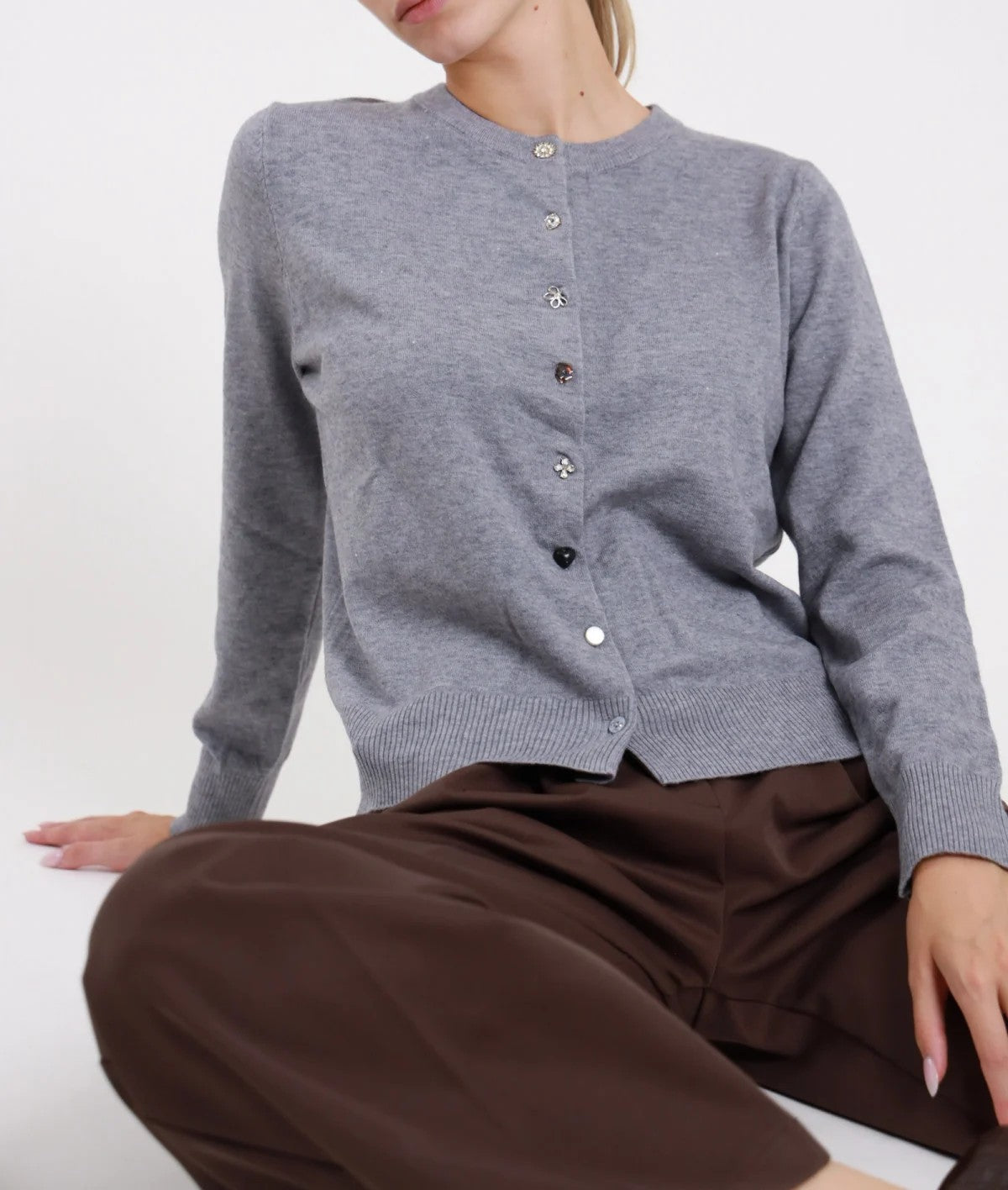SUSY MIX Susy Mix Coreana Bottoni Gioiello Grigio Grigio