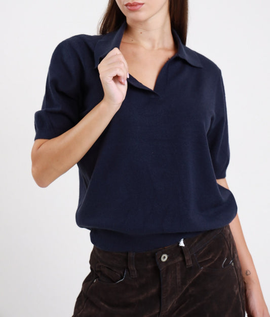 SUSY MIX Susy Mix Polo Scollo V a Maniche Corte Blu Blu