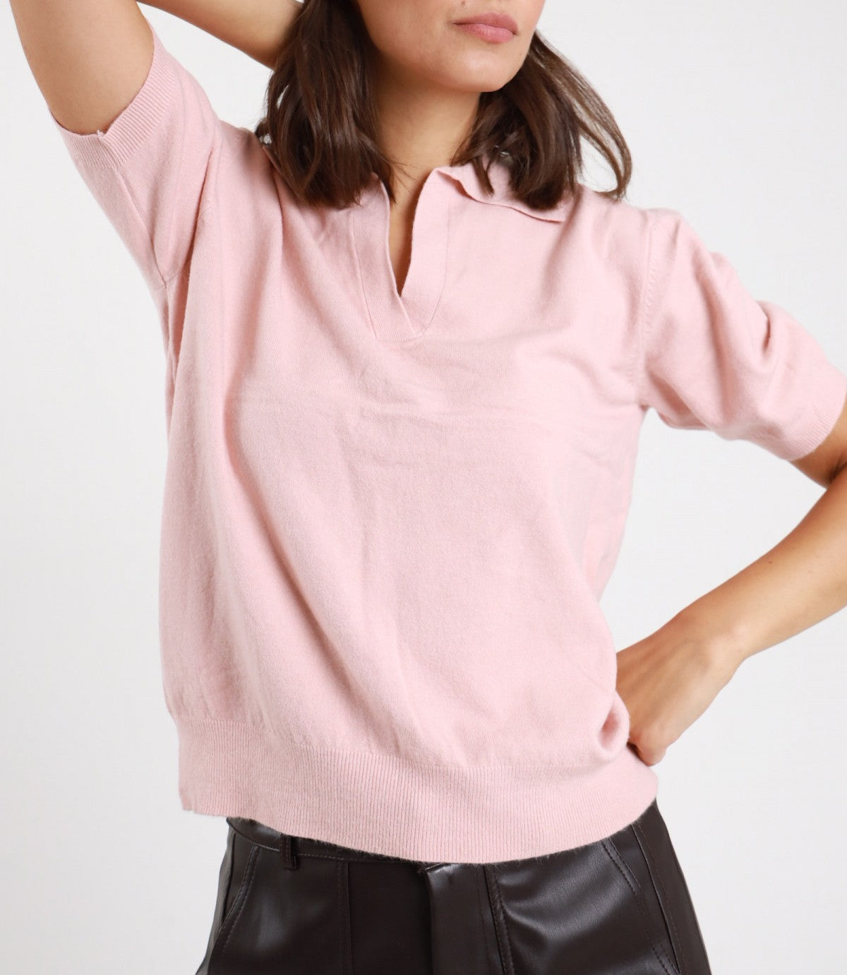 SUSY MIX Susy Mix Polo Scollo V a Maniche Corte Rosa Rosa