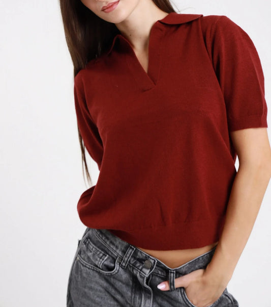 SUSY MIX Susy Mix Polo Scollo V a Maniche Corte Vino Vino