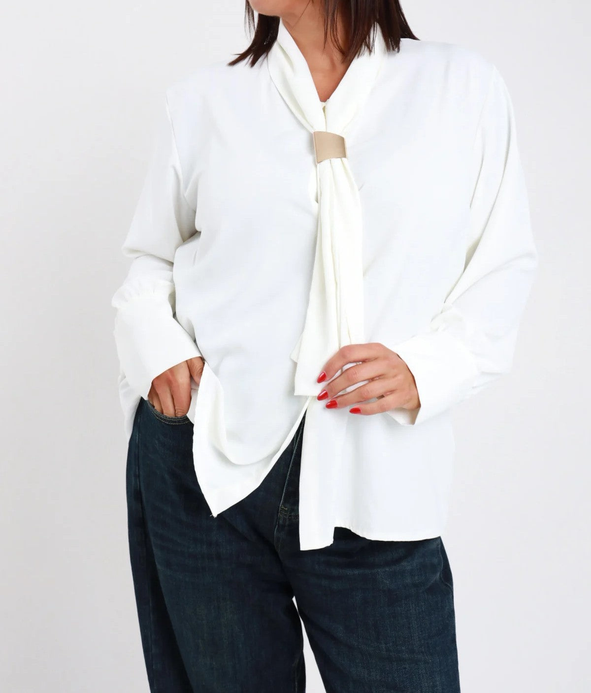 SUSY STAR Susy Star Blusa Cravatta c/Accessorio Vino Latte