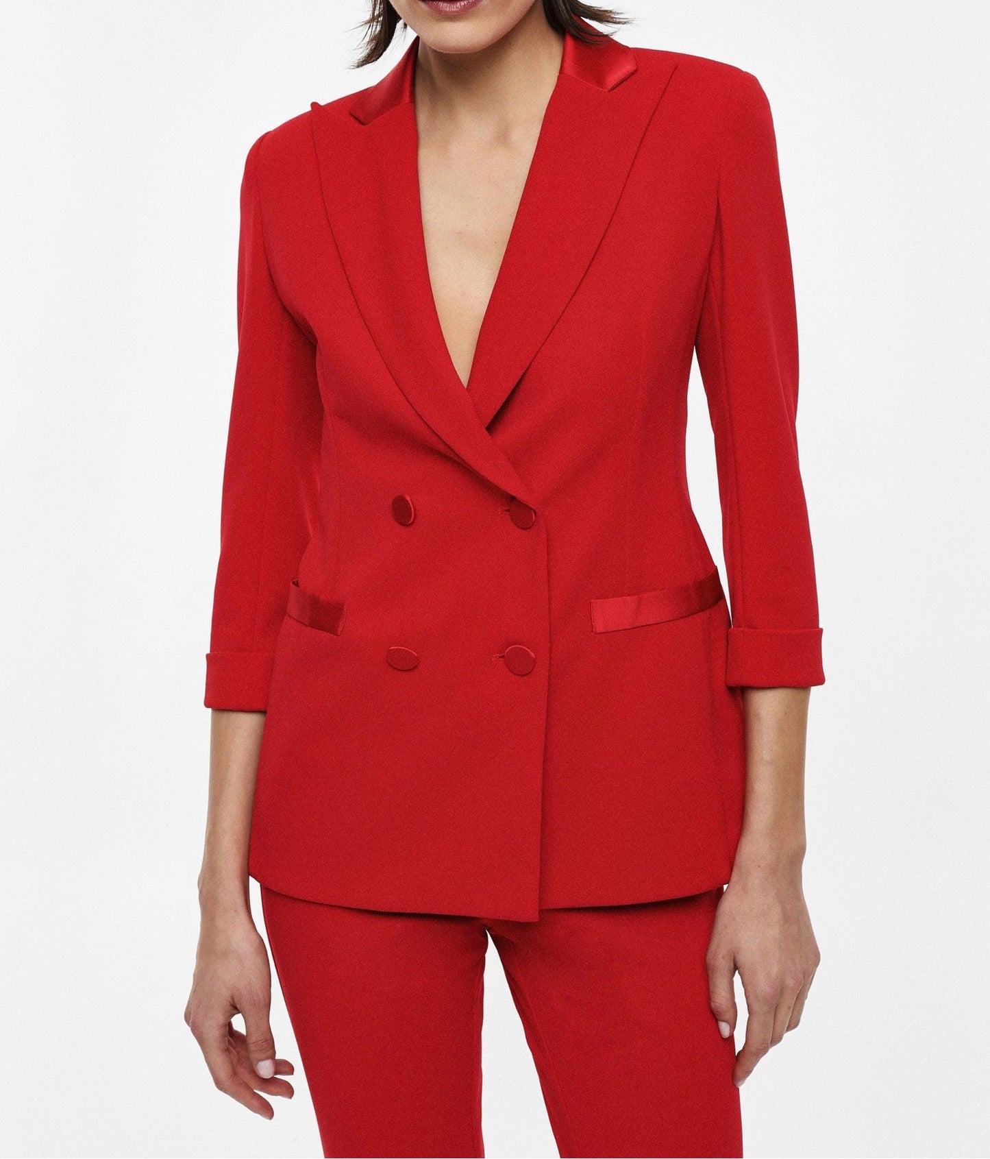 Blazer Doppiopetto Con Maniche 3/4 Rosso - Dolcevita Store Montesilvano