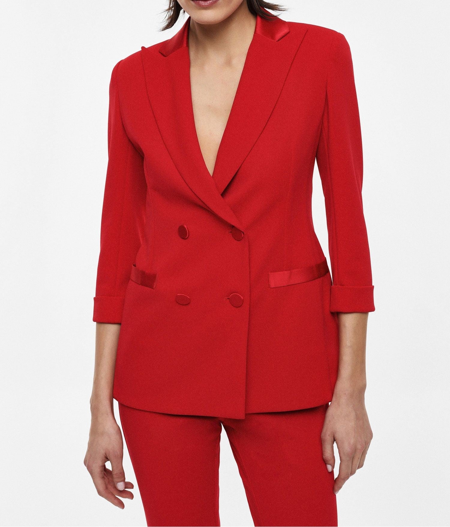 Blazer Doppiopetto Con Maniche 3/4 Rosso - Dolcevita Store Montesilvano