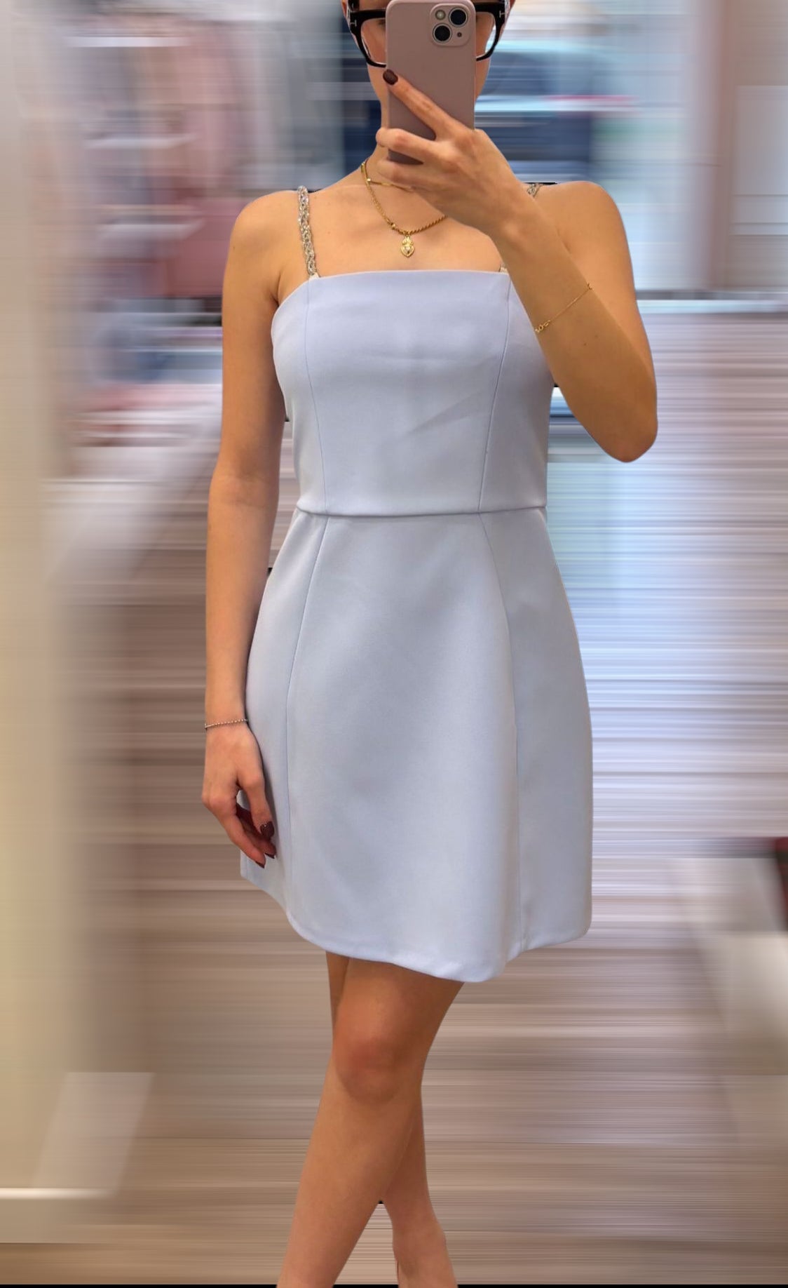 Imperial Abito Corto c/Bretellina Strass Pervinca - Dolcevita Store Montesilvano